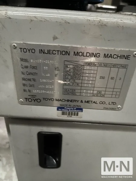 55 TON 3 OZ TOYO MODEL Si-55V-D150CU INJECTION MOLDING MACHINE MFG 2013