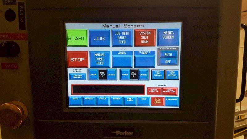 Trine Model 4500 Roll-Fed Wrap Around Hot Glue Labeler