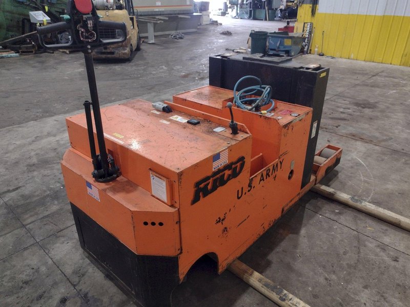 25,000 LBS RICO MODEL #R-LT-S-DD 24 VOLT ELECTRIC WALKIE-RIDE TOW LIFT TUGGER WITH PINTLE HITCH: YOBRO #25210