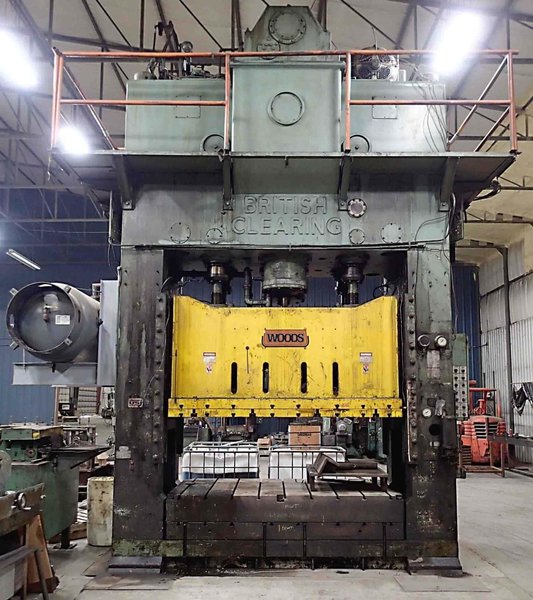 660 Ton British Clearing Model S4-650 108-64 Straight Side Press- 66″ x 108″ Bed, 18″ Stroke, 48″ Shut