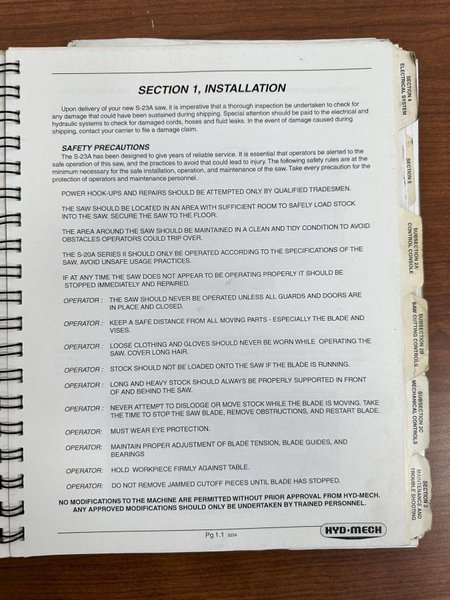 16&quot; X 20&quot; HYD MECH MODEL #S-23A HORIZONTAL AUTOMATIC BANDSAW: YOBRO #23905