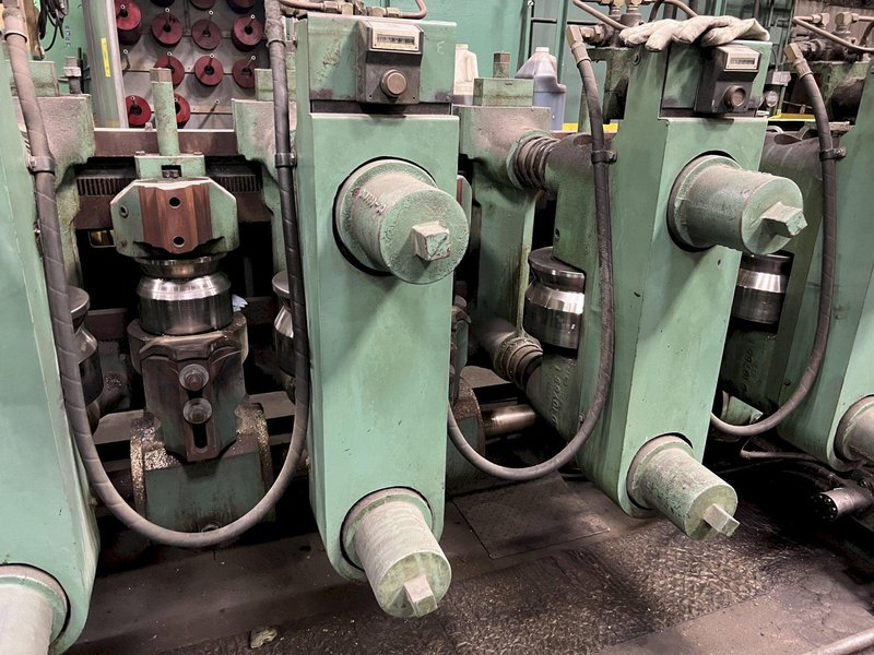 12 ROLL MEECO MODEL #12-12-TPVC (HD3) 2-PLANE SHAPE, ROD &amp; FLAT STOCK ROTARY STRAIGHTENING &amp; CHAMFER SYSTEM: STOCK #18428