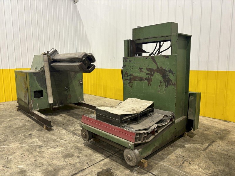 12,000 LB X 50&quot; ROWE MODEL #12050-DSV MOTORIZED COIL REEL UNCOILER &amp; COIL CAR: STOCK #21979