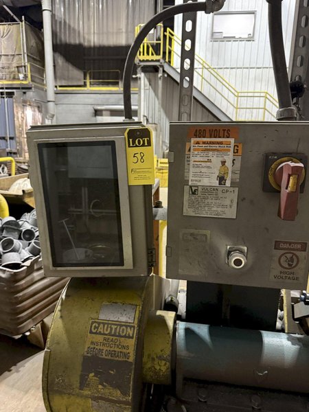 Fox model F10-00135-25 right hand 25hp single end snag grinder s/n 56718-3 with safety guard and disconnect