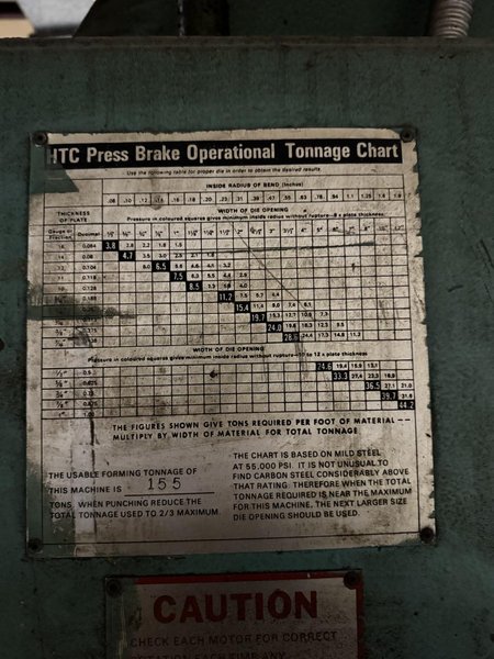 12′ x 155 Ton HTC Hydraulic Press Brake