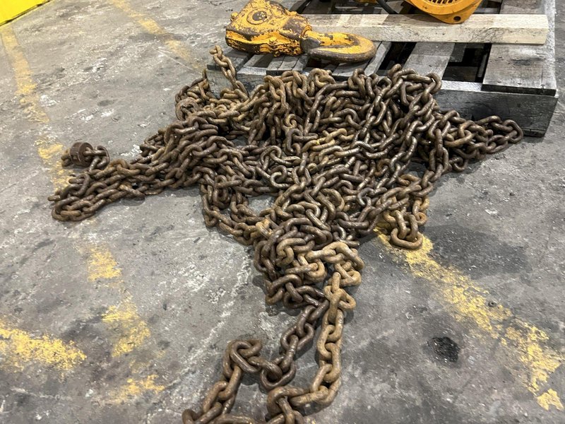 10,000 LB (5 TON) HARRINGTON MOTORIZED CHAIN HOIST W/ POWER TROLLEY: STOCK #19957