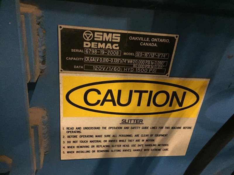 74" WIDE X 9" ARBOR SMS DEMAG MODEL #SES-16"/13"-9"74"  SLITTING HEAD: STOCK 10045