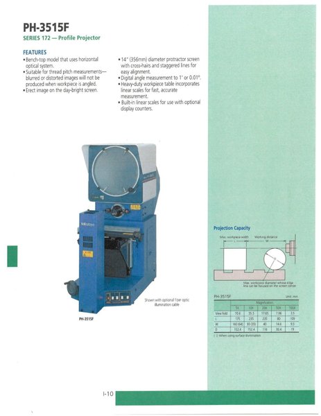 14" MITUTOYO Model PH-3515F Bench Top Comparator, s/n 000931412.