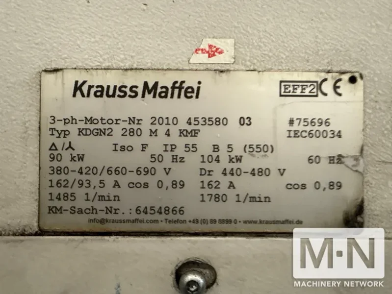 650 TON 58/39.5 OZ KRAUSS MAFFEI MODEL KM650-300-400CKZ 2-COLOR INJECTION MOLDING MACHINE MFG 2010