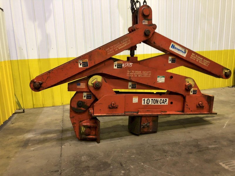 20,000 LB 10 TON BUSHMAN MODEL 6100 SINGLE RIM VERTICAL COIL LIFTING TONG SCISSOR TYPE COIL LIFT: STOCK #15815