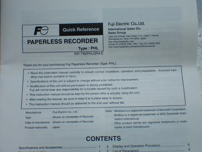 FUJI ELECTRIC 18-CHANNEL VIDEOGRAPHIC RECORDER  -  PHL21B12-E10EV