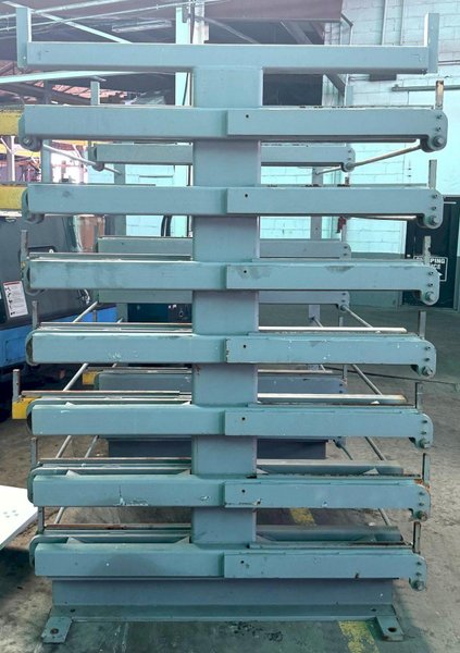 Roll-Out Cantilever Rack, Double Sided, (7) Roll-Out Shelves Each Side