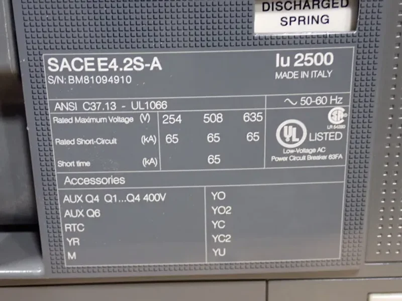 ABB AIR CIRCUIT BREAKER  -  SACE E4.2S-A