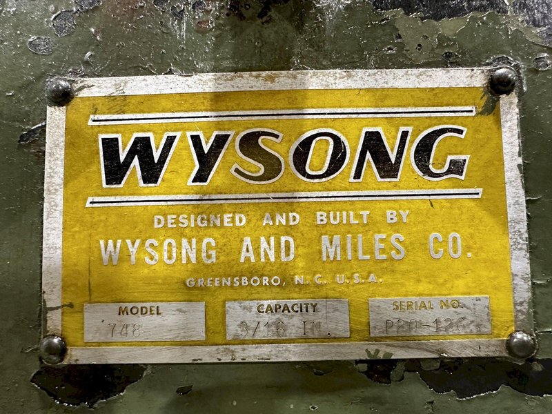4' x 3/16" WYSONG MODEL #748 MECHANICAL POWER SHEAR: STOCK #19041