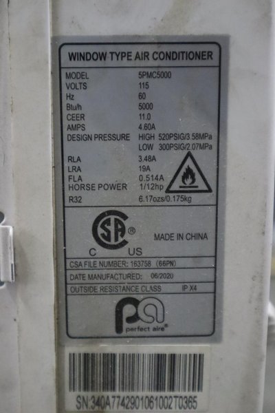 Perfect Air Window Air Conditioner Model SPMC5000- Auction Item