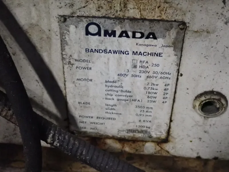 AMADA 10" HORIZONTAL BAND SAW  -  HFA-250
