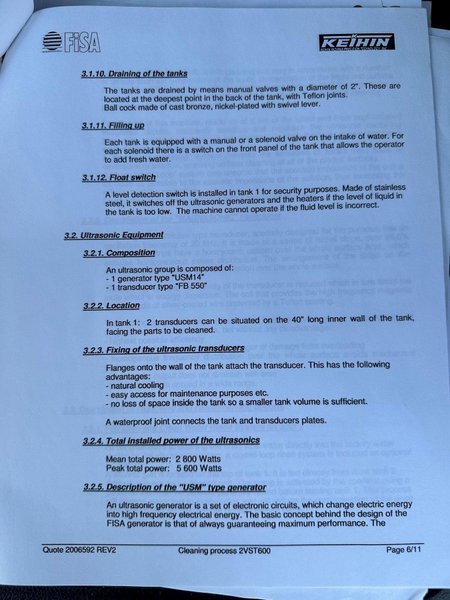 3 TANK FISA MODEL #3VST-350P ULTRASONIC PARTS BASKET TYPE CLEANING SYSTEM: STOCK #20623
