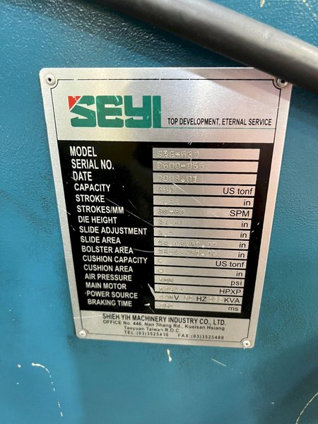 660 TON SEYI SSDC STAMPING PRESS