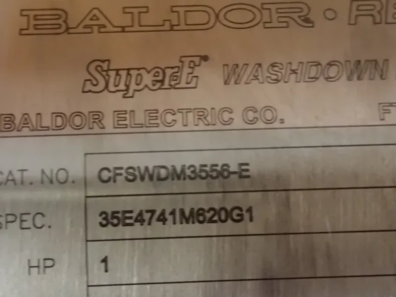 BALDOR RELIANCE 1 HP STAINLESS STEEL WASHDOWN MOTOR   -  CFSWDM3556-E