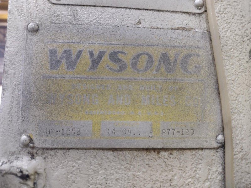 52" X 14 GA WYSONG MODEL #1252-HS BOWTIE BLADE HIGH SPEED CUT TO LENGTH LINE MECHANICAL SHEAR: STOCK #22751