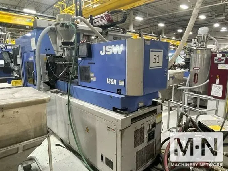 121 TON 4.3 OZ JSW MODEL J110AD-180H ELECTRIC INJECTION MOLDING MACHINE MFG 2005