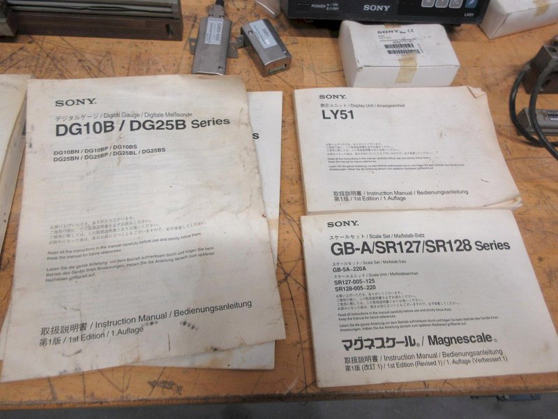Sony LH51-2 (2) Digital Read Out Displays with Connector Cables, Adapters, and Short Magnescales for Optical Comparator Setup- Auction Item