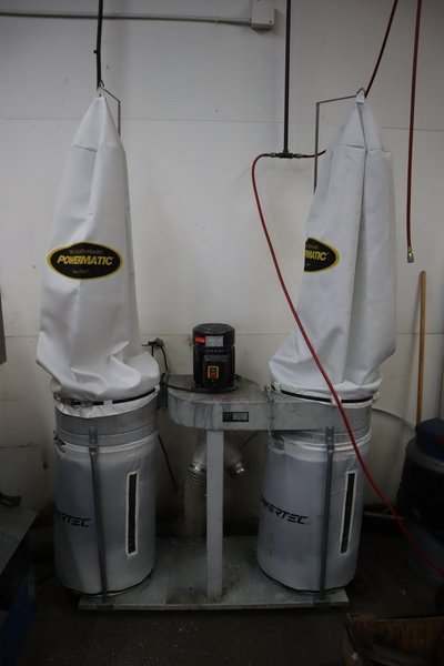 PMI-455 Type A Automatic Circular Upacting Saw, ProFace Control, In-Feed Conveyor,  Powermatic Powertec Collectors- Auction Item