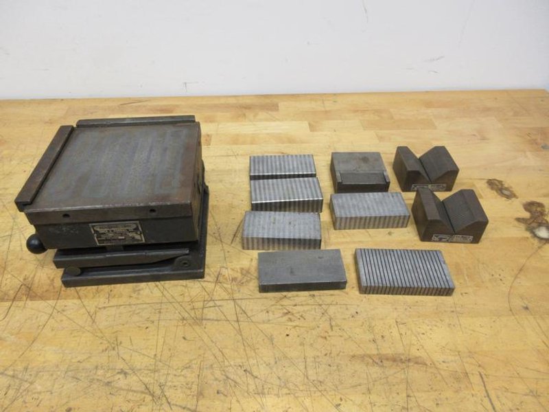 Magna-Sine Compound Angle 6" x 6" Manual Magnetic Grinding Fixture, with Assorted Magnetic V-Blocks and Standard Blocks- Auction Item