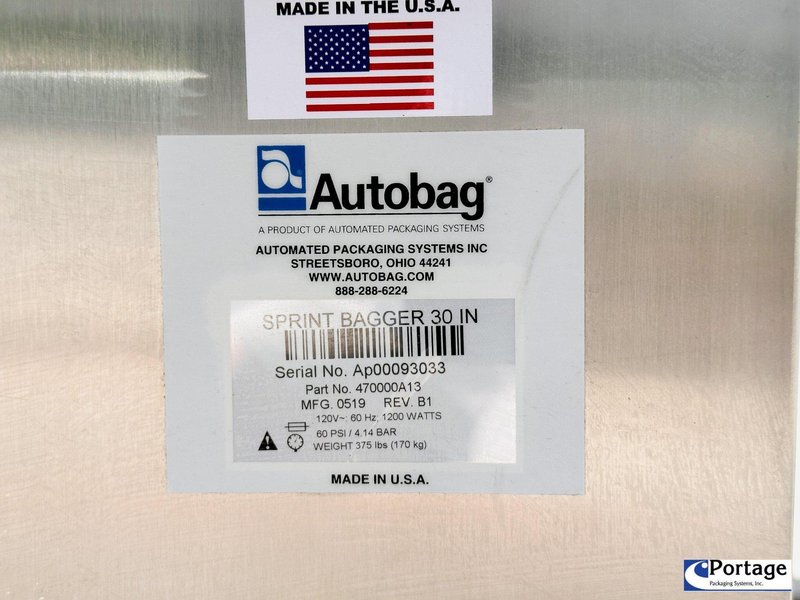 Automated Packaging Systems | Autobag SPrint 30” Industrial SidePouch Bagger