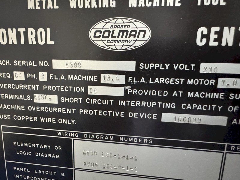 No.6-10 Barber-Colman Multicycle Gear Hobbing Machine