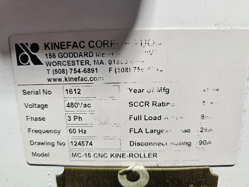 Kinefac Model MC-15V Two Die Thread Rolling Machine