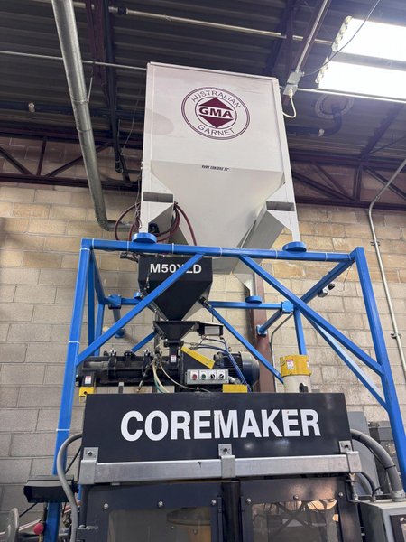 Palmer Core Machine CM-25 with extras and options. This machine has had very little use and is still connected and operational. This complete setup was over 125,000 new. 

This listing include:

-CM-25 Core maker for 30"x24"x18"
-M50XLD High Speed Continuous Mixer
-Bucket Elevator with 15' Discharge
-Bulk Unloading stand

Options:
-Four resin and catalyst output levels
-Recirculating Pumps
-Calibration Timer with remote start/stop with selector switch
-Low Sand interlock