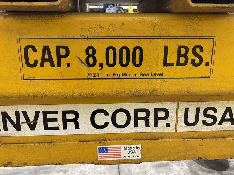 8,000 LBS X 60&#039; X 8&#039; ANVER MODEL  82001216 (E800M16-642A-8/53) VACUUM SHEET LIFTER, 2015: STOCK 22458