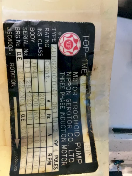 NIPPON OIL PUMP TROCHOID PUMP AND MOTOR  -  TOP-1ME200-SB
