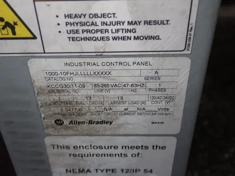 Allen Bradley Control Panel - 1000-10fhjlllllxxxxx