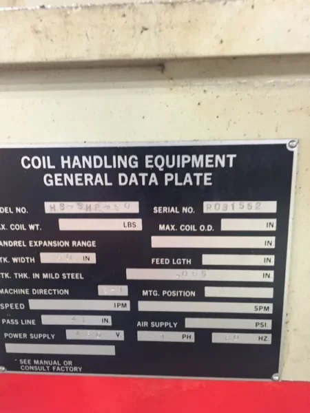 ROWE 40,000 LB X 72&quot; X .065&quot; CTL LINE, STOCK# 13685J