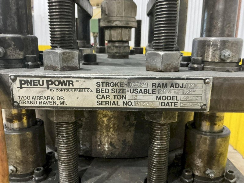 12 TON PNEUPOWR AIRAM MODEL #4P12 PNEUMATIC PRESS 3” STROKE: YOBRO #24862