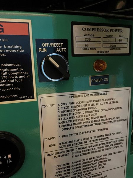 25 HP Sullivan-Palatek 25D4J Rotary Screw Air Compressor, 2004