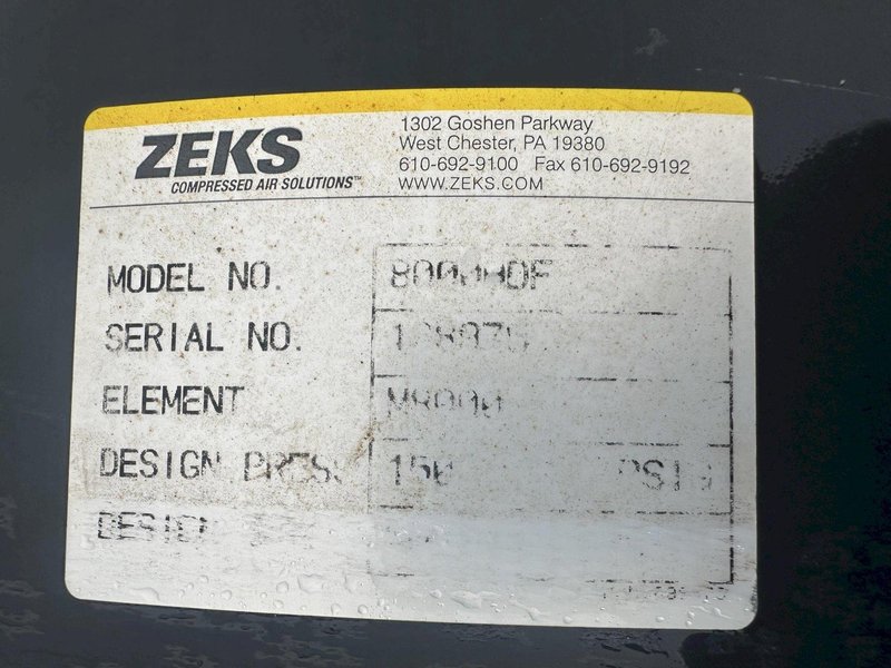 8,000 CFM ZEKS MODEL #8000HDF MIST ELIMINATOR VERTICAL TANK: STOCK #23052