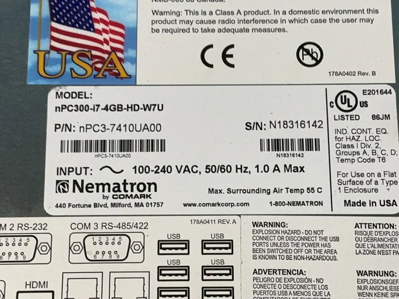 NEMATRON INDUSTRIAL PC  -  NPC3-7410UA00 / NPC300-I7-4GB-HD-W7U