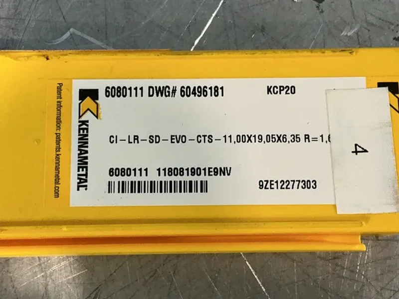 KENNAMETAL CARBIDE INSERTS  -  CI-LR-SD-EV0-CTS-11,00X19,05X6,35
