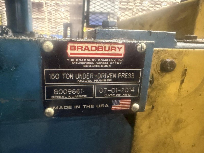 150 TON BRADBURY 4-POST CUTOFF PRESS W/ FEED ROLL: YOBRO #25252