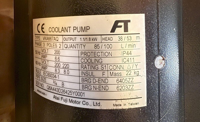 FUJI ELECTRIC VKA667AQ 3-PHASE COOLANT PUMP NEW NO BOX