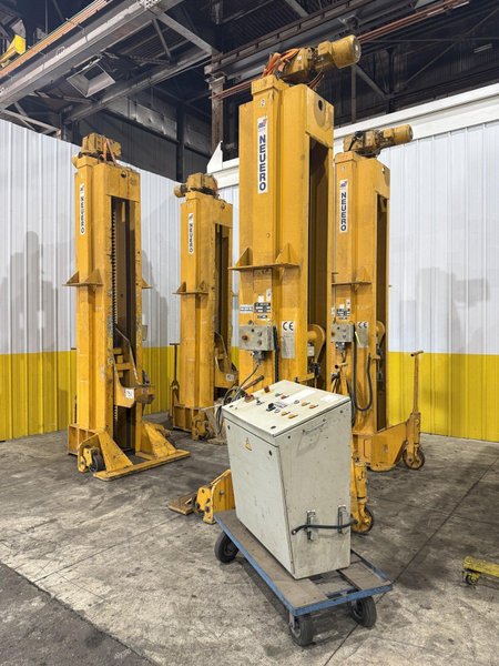(4) 15 TON (120,000 LBS TOTAL) NEUERO / RAILQUIP MODEL #3275 HEAVY DUTY MOBILE JACK LIFTS: YOBRO #23869