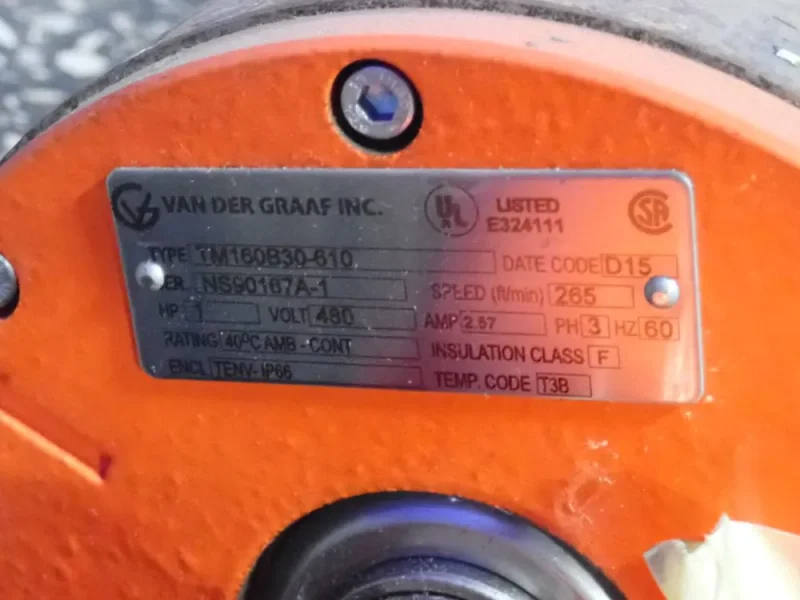 VAN DER GRAAF 1 HP DRUM MOTOR  -  TM160B30-610
