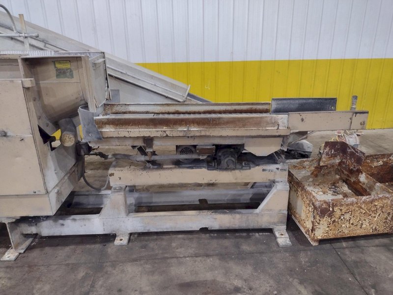 17 CUBIC FT ALMCO MODEL #V-16TF TUB TYPE VIBRATORY FINISHER W/ CONVEYOR LOAD &amp; SHAKER TABLE: YOBRO #25321
