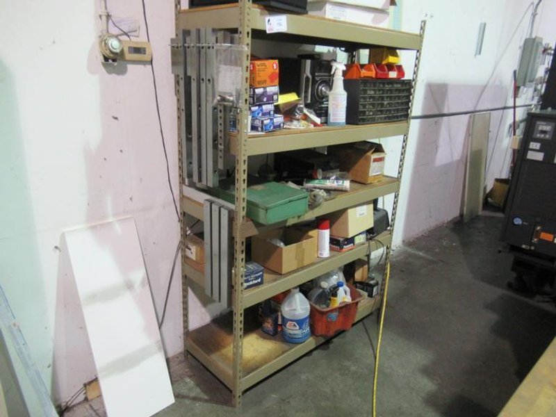 Metal Shelving Unit, Adjustable with 5-Shelves and Contents- Auction Item