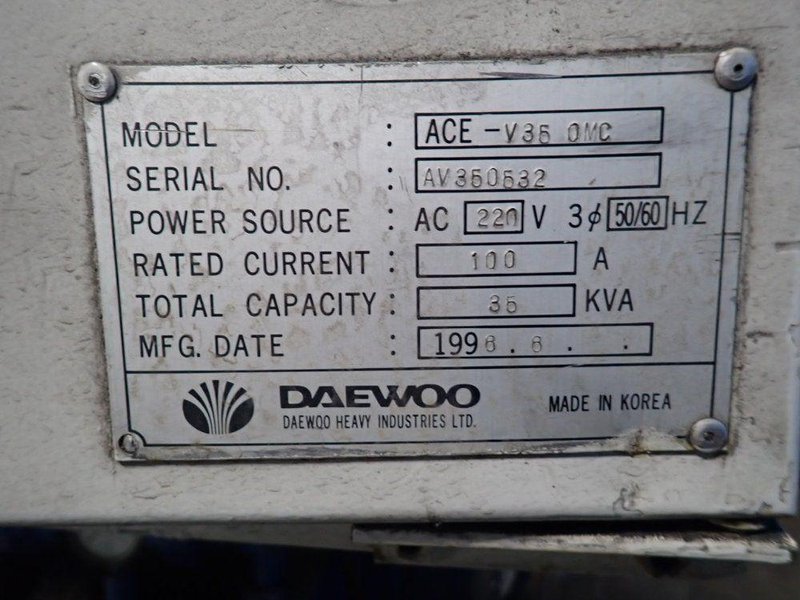 DAEWOO 26" X 20" TABLE CNC VMC  -  ACE-V35 OMC