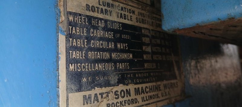 Mattison #48 Vertical Spindle Rotary Grinder, 48″ Rebulit Magnetic Table, Table Ways Reground Recently