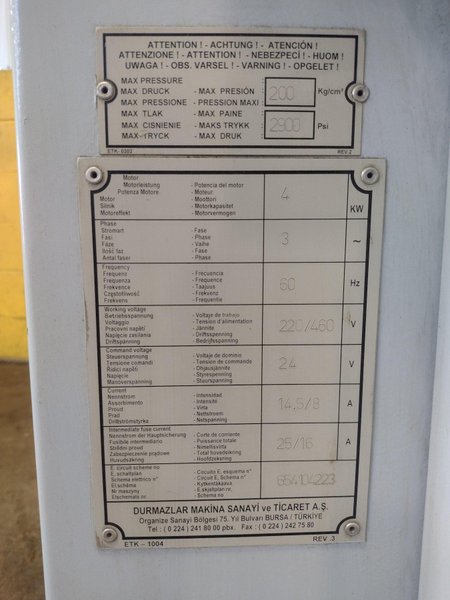 8&quot; x 8&quot; DURMA HYDRAULIC NOTCHER: STOCK 16438